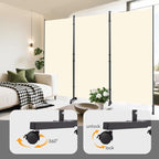 Room Divider (3 Panel) Wall Divider for Room Separation, 102 inch Wide Portable Privacy Screens W/Wheels, Metal Frame Freestanding Room Separators 5.6FT Room Partitions and Dividers