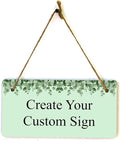 Signs ByLITA Eucalyptus Greenery Personalized Hanging Wall or Door Sign (5 x 10") | Custom Signage for Your Home & Business