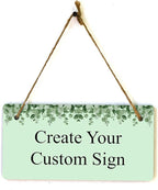 Signs ByLITA Eucalyptus Greenery Personalized Hanging Wall or Door Sign (5 x 10") | Custom Signage for Your Home & Business