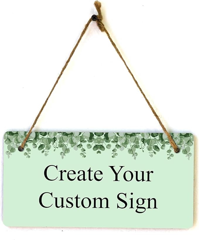 Signs ByLITA Eucalyptus Greenery Personalized Hanging Wall or Door Sign (5 x 10") | Custom Signage for Your Home & Business