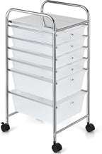 Giantex 6 Storage Drawer Cart Rolling Organizer Cart for Tools Scrapbook Paper Home Office School Multipurpose Mobile Utility Cart (Clear White)