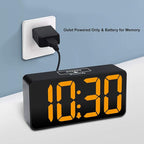DreamSky Small Digital Alarm Clock for Bedroom, Large Big Numbers Display with Brightness Dimmer, Electric Bedside Desk Clock with USB Charging Port, Adjustable Alarm Volume, USB-C Adapter Powered