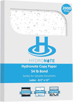 Terraslate Waterproof Paper - Hydronote 54lb Multipurpose Copy Paper 8.5” x 11”, Bulk White Paper, 2000 Sheets Inkjet Printer and Laser Printer Paper Compatible - Weather/Rain Proof, Durable