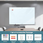 MaxGear Glass Whiteboard Wall Mounted, Frameless Magnetic Dry Erase Board, Tempered Glass, Steel-Backed, Non-Porous Smooth Surface, Floating Design, Accessories Included, for Office Home Classroom