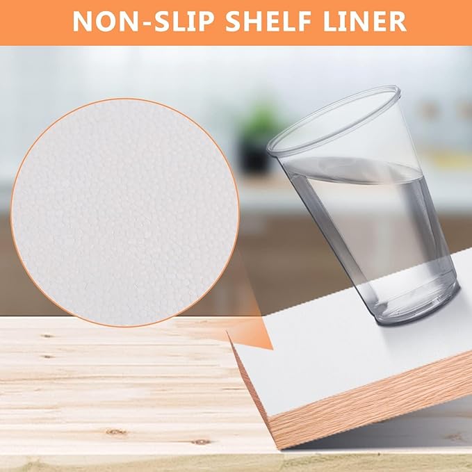 WochiTV Shelf Liner for Cabinets, Drawer Non Adhesive Non Slip Foam Mat for Kitchen, Pantry, Bathroom, Cupboard, Garage, Closet, Shelves, Drawer, Tool Box, White 17.5 x 236 inches