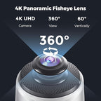 COOLPO Camera 360, 4K Video Conference Room Camera System, Webcam, AI Driven Speaker Tracking, Noise Cancellation, Works with Zoom, Google Meet, Teams and More, 15 ft Mic Pickup, PANA 5ft USB Cable