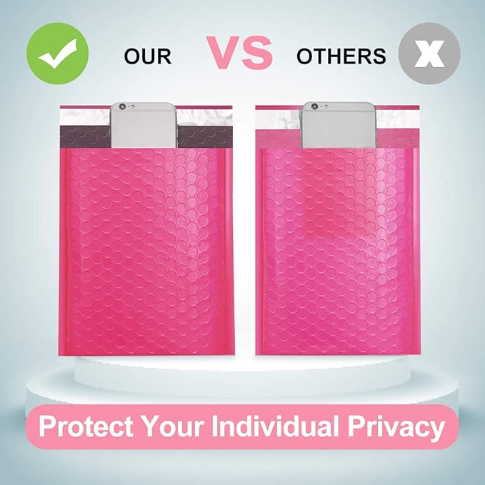 UCGOU Bubble Mailers 9.5x14.5 Inch Hot Pink 25 Pack Poly Padded Envelopes Large #4 Mailing Packages Opaque Packaging Postal Self Seal Adhesive Waterproof Boutique Shipping Bags for Clothes