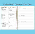 Daily Planner Undated - A5 To Do List Notebook Hourly Schedules, Spiral Appointment Planner for Women and Men, PVC Hardcover, Inner Pocket, Elastic Closure, 5.8" x 8.3", Blue Watercolor