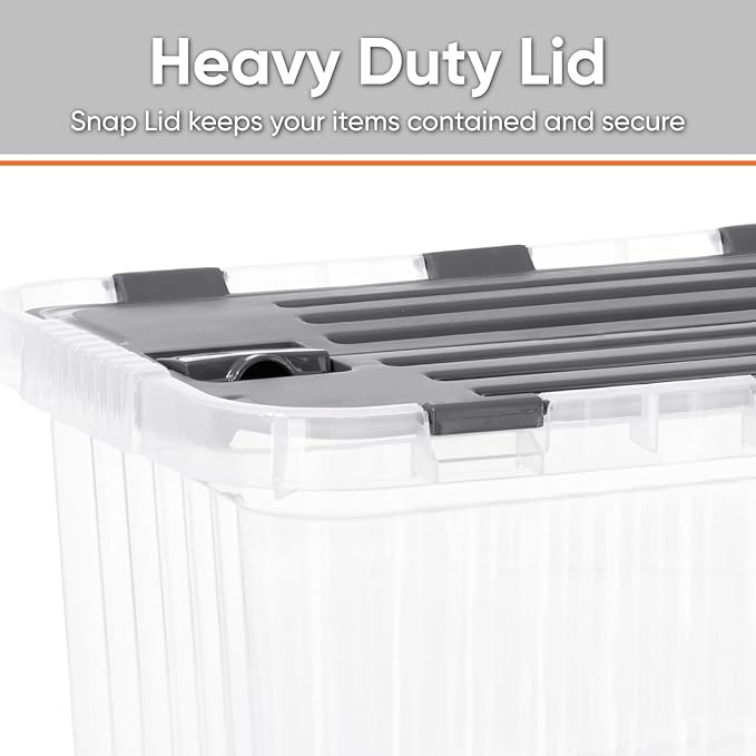 Superio Storage Bins with Lids, Clear Plastic Containers for Organizing, Stackable Totes, BPA Free, Odor Free, Organizer Boxes for Home, and Dorm, 10.5 Quart (2 Pack, 15"x10"x7")
