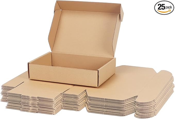 PHAREGE 9x6x2 inch Shipping Boxes Bulk 25 Pack Brown, Tab Lock Tuck Top Mailer Boxes for Packaging Small Business, Small Cardboard Gift Boxes for Wrapping Mailing Present