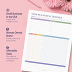 Task Planner & Tracker 8.5 x 11 Tear-Off 70 Sheet Planner Pad – Project Organizer with Time Log, Top Priority, Follow-Up – Notepad for Home & Office (White, Colorful, 1 Pack)