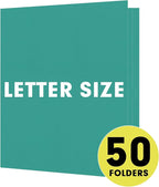Two Pocket Folders, RAZCC 50 Pack 2 Pocket Folders Fit Letter Size Paper, Paper Folders with Pockets for School Office Business Home (Turquoise)