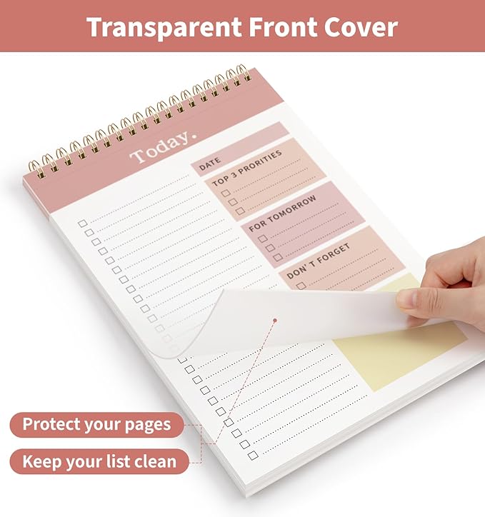 104 Pgs To Do List Notepad, 52 Undated Sheets Duplex-printed Daily Planner For Work Home School Office Desk Accessories Supplies & Goal Setting Tasks -Pink