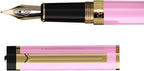 Dryden Designs Fountain Pen - Medium and Fine Nibs | Includes 24 Ink Cartridges and Ink Refill Converter | Consistent Writing, Smooth Flow - Luscious Pink