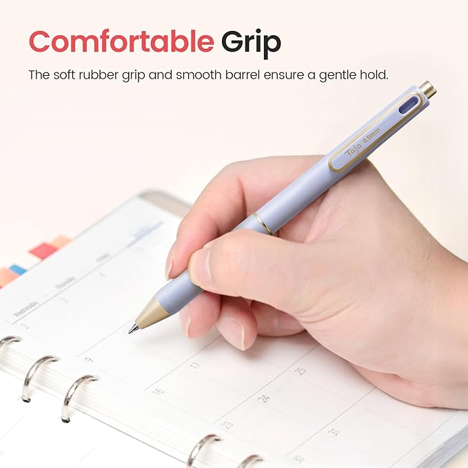 Taja Gel Pens, 12 Pcs Quick Dry Black Gel Ink Pens, 0.5mm Fine Point Smooth Writing Pens for Journaling and Note Taking, Cute Aesthetic Pens for Women & Men-Multicolor