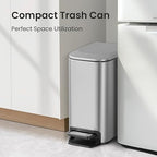 Cesun Small Bathroom Trash Can with Lid Soft Close, Step Pedal, 6 Liter / 1.6 Gallon Stainless Steel Mini Garbage Can for Office, Outdoor Trash Bin with Removable Inner Bucket (Silver)