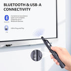 Norwii N21 Bluetooth Presentation Clicker with Telescopic Teaching Pointer, Presentation Remote with Retractable Stick for PowerPiont, Wireless Presenter, Slide Advancer (Black - Green Pointer)