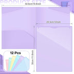 Henoyso 12 Pcs Plastic Folders with Clear Front Pockets Heavy Duty File Folders with 2 Pockets and Card Slot for Student Communication School Office Presentation Report (Pastel)
