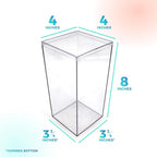 Set of 25 Acrylic Boxes with Lids, 4"Lx4"Wx8"H, Made in USA, Display Cases for Collectibles, Clear Containers for Organization and Storage