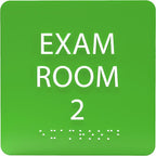 ADA CENTRAL SIGNS - 6" X6" Exam Room 2 Sign - ADA Compliant Tactile Graphics Grade 2 Braille Text Acrylic Wall Signs - Educational Institution Directional Assistance Test Center Door Sign for Schools