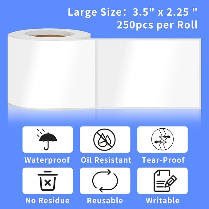 250pcs 3.5 x 2.25 Inch Blank Name Tag Stickers for Classroom, Removable Freezer Labels for Storage Bins Jars Food Containers Box Easy Peel Off Tear Resistant No Residue Moving Labels to Write On