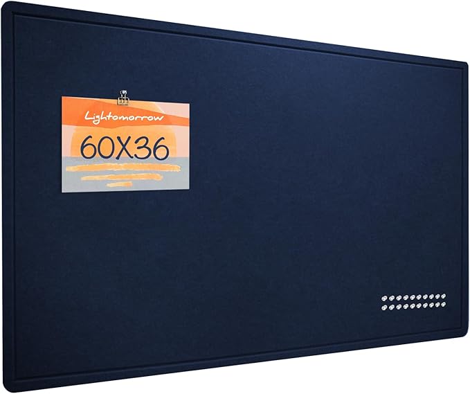 Large Bulletin Board - 60 x 36 Inches, Decorative Felt Pin Board for Wall - 5' x 3' Foldable Photo Display Board with Self-Adhesive Tape, Includes 20 Push Pins - Dark Blue