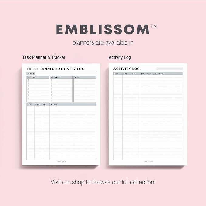 Task Planner & Tracker 8.5 x 11 Tear-Off 70 Sheet Planner Pad – Project Organizer with Time Log, Top Priority, Follow-Up – Notepad for Home & Office (White, Classic, 2 Pack)