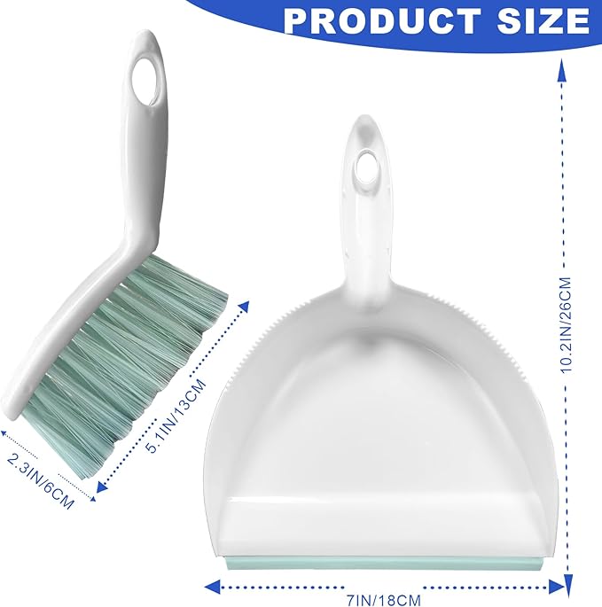 NBGYTECH Mini Broom and Dustpan Set Small Dust pan & Brush Set Portable Cleaning Tools for Home Office RV Camping Learning (Green)