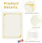 HAUTOCO 50 Packs Certificate Holders, Cream Color Diploma Folders Certificate Covers with Gold Foil Border for Letter Size 8.5x11 Cardstock, Award, Document, Graduation