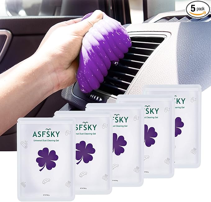 ASFSKY Car Cleaning Gel - 5 Pack Purple, Dust Cleaner for Cars & Keyboards