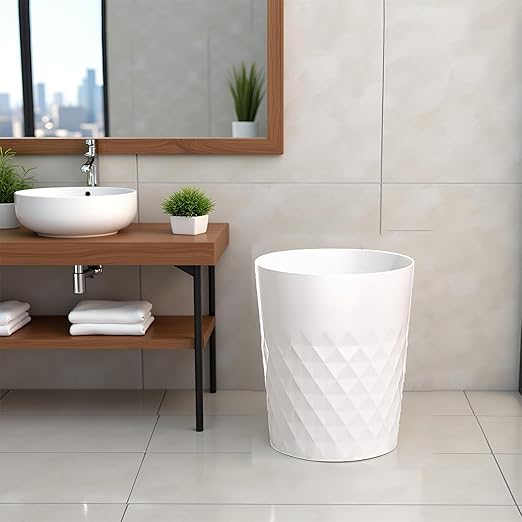 HOLTPHILI Bathroom Trash Can 1.8 Gallon Garbage Can Waste Basket Recycling Bin for Dorms Bedrooms Offices Kitchens, 2 Pack White