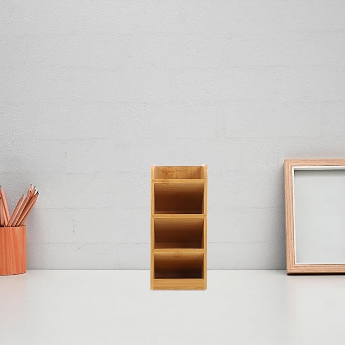 NOLITOY Wooden Desk Pencil Holder and Pen Organizer with Lacquer Finish Storage Box for Office Supplies and Art Tools Desktop Organizer