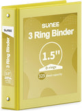 SUNEE 3 Ring Binder 1.5 Inch 1 Pack, Clear View Binder Three Ring PVC-Free (Fit 8.5x11 Inches) for School or Office Supplies, Yellow