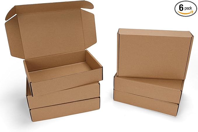PHAREGE 9x6x2 inch Shipping Boxes 6 Pack Brown, Tab Lock Tuck Top Mailer Boxes for Packaging Small Business, Small Cardboard Gift Boxes for Wrapping Mailing Present