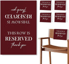 ChissNook Reserved Seating Chair Signs, This Row Is Reserved Pew Cloths Seating Placeholder for Church Pews, Burgundy Wedding Decorations for Reception Parties Celebrations Event (Burgundy, 4 PCS)