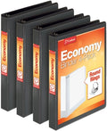 Cardinal Economy 3 Ring Binder, 1 Inch, Presentation View, Black, Holds 225 Sheets, Nonstick, PVC Free, 4 Pack of Binders (79512)