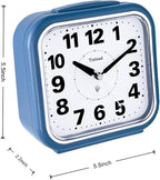 Tinload 5.5" Large No Ticking Analog Alarm Clock,Silent Readable for Seniors,Easy to Set,Gradual Rise Alarm,Big Numbers,Gentle Wake,Snooze, Lighted on Demand,Battery Operated,Blue