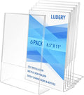 Ludery 8.5x11 Inches Acrylic Sign Slant Back Holder, Plastic Display Stand,Brochure Holder, Table Top Sign Holder For Office, Home, Store, Restaurant(6pack)