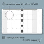 POPRUN 2026 Planner Weekly Notebook Calendar (Jan-Dec), Large Size 8.5'' x 10.5'' - Agenda 2026 Appointment Book with Monthly Tabs, Inner Pocket, Spiral Soft Cover, 100 GSM - Lilac