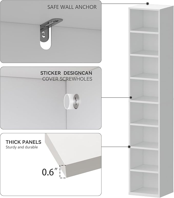 Chyanmoo Wood Cube Storage Organizer White Bookshelf - 1-Tier Freestanding Storage Cabinet with Legs for Home Office, 8-Cubes Open Shelf