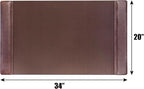 DACASSO Leather Desk Pad with Side Rails - Luxury Leather Desk Blotter for Writing - Executive Desk Surface Protector - (Chocolate Brown, 34” x 20”)