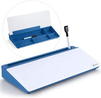 Varhomax Glass Desk Whiteboard with Storage, Desktop Organizer Dry Erase White Board to-do List Memo for Home Office and School Supplies (Blue)