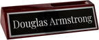 Custom Desk Wedge Name Plate - Personalized Titles and Styles (2x8 Inch, Red Piano Finish w/Name Plate)