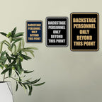 Portrait Round Backstage Personnel Only Beyond This Point Door or Wall Sign Easy Installation | Music | Concert | Festivals Sign (Brushed Silver) - Medium