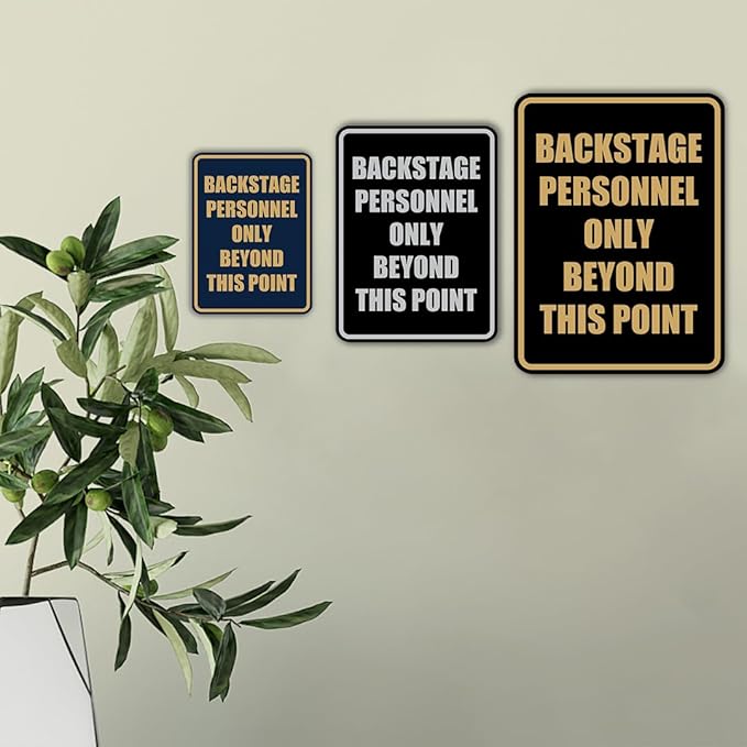 Portrait Round Backstage Personnel Only Beyond This Point Door or Wall Sign Easy Installation | Music | Concert | Festivals Sign (Blue) - Small (10 Pack)