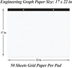 Yaridar (2-Pack) Large Engineering Graph Paper - 22" x 17" Grid Paper Notepad, 4"x4" Blue Grid 100 Sheets/200 Pages Paper for Engineer Architect Designer Mathematician Draftsman