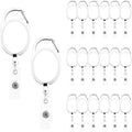Fushing 20Pcs Retractable ID Badge Holders ID Badge Reels with Clip Retractable Badge Holders for Office Worker Doctor Nurse(White)