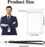 24 Pack Lanyards for ID Badges Name Tag Lanyard for Ship Cards with Waterproof ID Badge Holder for School Office Team Workers (Black)