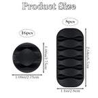 Sorcristy Cable Clips Cord Holder - 24 Pack Black Adhesive Cable Organizer for Desk, Car, Nightstand - Cord Management Clips for Phone Chargers, USB, Computer Cables