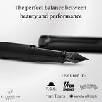 Ellington Pens Luxury Fountain Pen Set - Fountain Pens for Writing - Smooth Nib - 24 Ink Cartridges Special Bundle - Includes Refillable Ink Converter, Calligraphy, Journaling, Sketching (The Stealth)